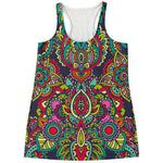 Colorful Floral Mandala Print Women's Racerback Tank Top