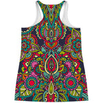 Colorful Floral Mandala Print Women's Racerback Tank Top