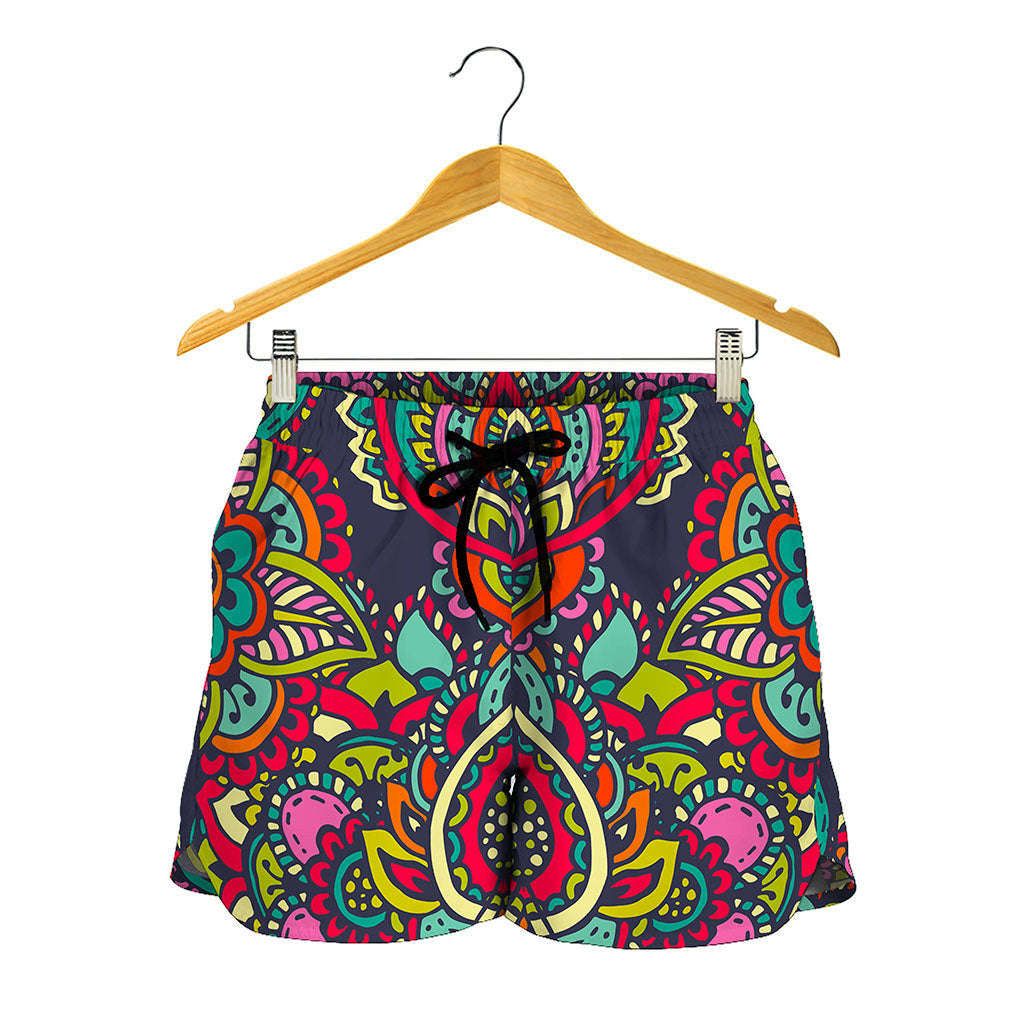 Colorful Floral Mandala Print Women's Shorts