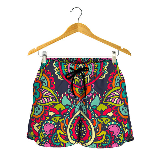 Colorful Floral Mandala Print Women's Shorts