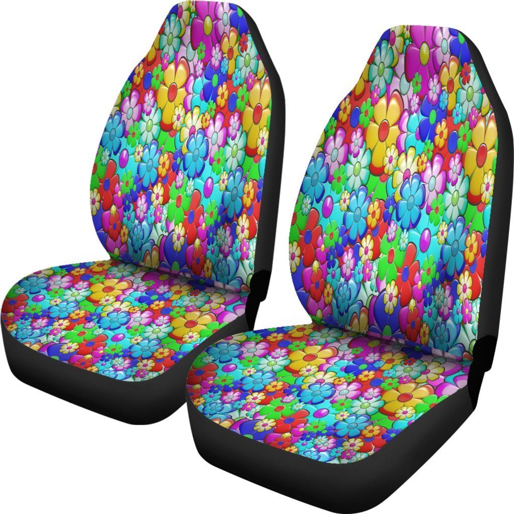 Colorful Flowers Universal Fit Car Seat Covers GearFrost