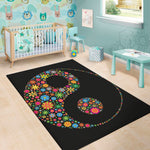 Colorful Flowers Yin Yang Print Area Rug