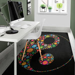 Colorful Flowers Yin Yang Print Area Rug