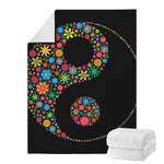 Colorful Flowers Yin Yang Print Blanket