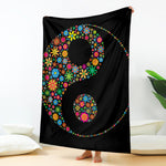 Colorful Flowers Yin Yang Print Blanket