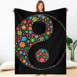 Colorful Flowers Yin Yang Print Blanket