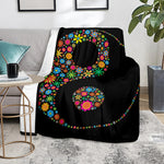 Colorful Flowers Yin Yang Print Blanket