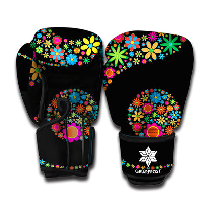 Colorful Flowers Yin Yang Print Boxing Gloves