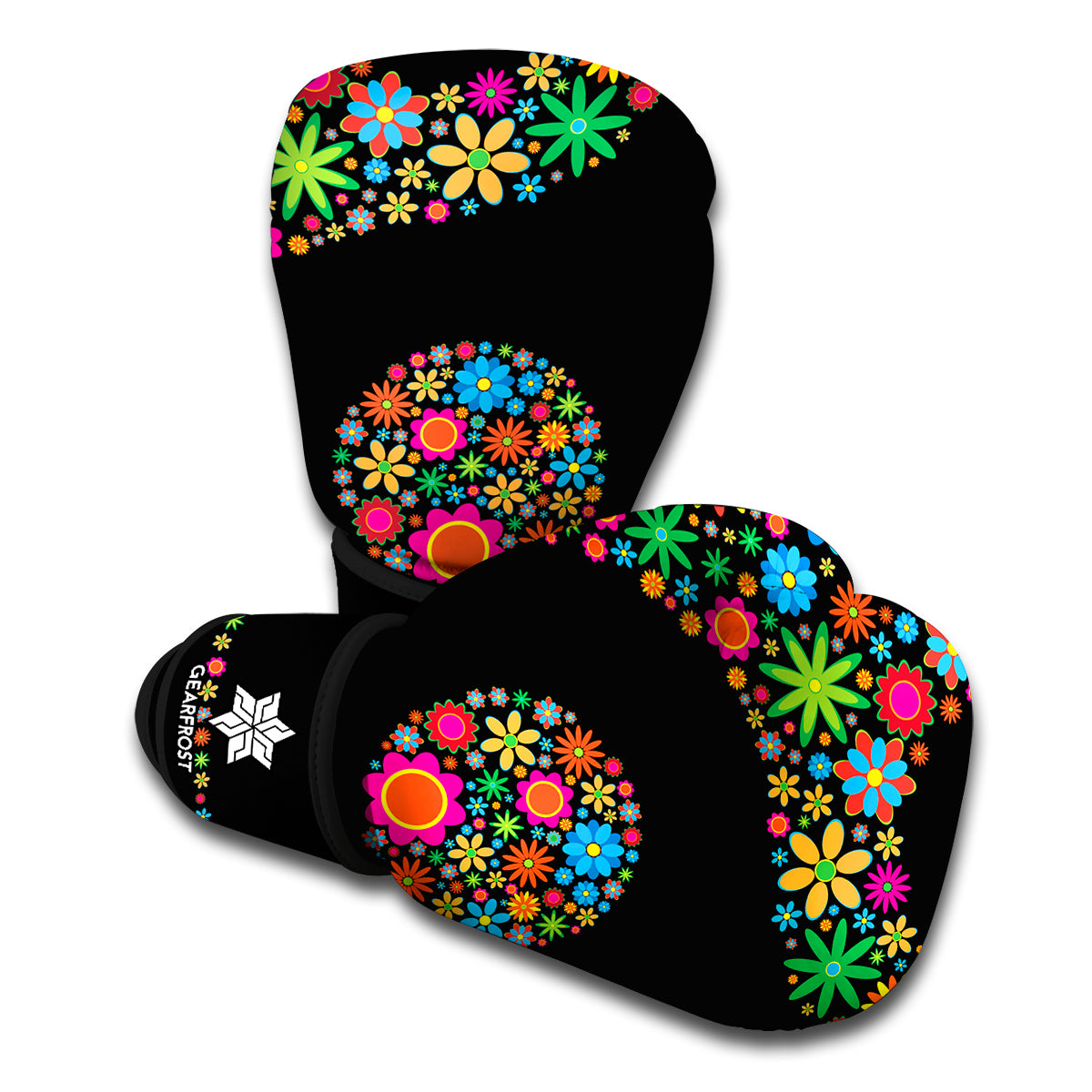 Colorful Flowers Yin Yang Print Boxing Gloves