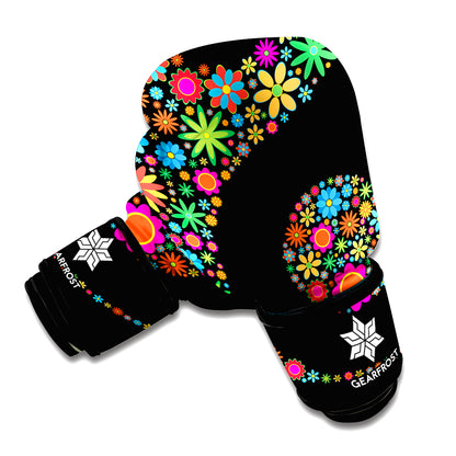 Colorful Flowers Yin Yang Print Boxing Gloves