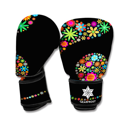 Colorful Flowers Yin Yang Print Boxing Gloves