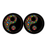 Colorful Flowers Yin Yang Print Car Coasters