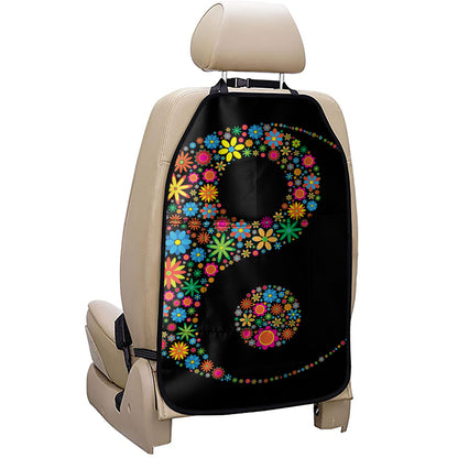 Colorful Flowers Yin Yang Print Car Seat Organizers