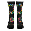 Colorful Flowers Yin Yang Print Crew Socks