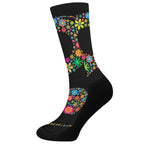 Colorful Flowers Yin Yang Print Crew Socks