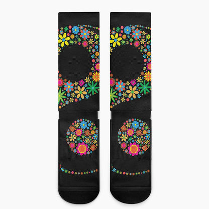Colorful Flowers Yin Yang Print Crew Socks