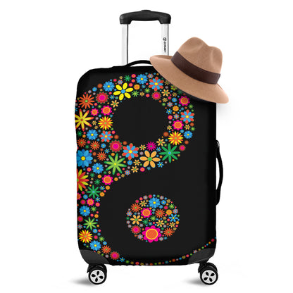 Colorful Flowers Yin Yang Print Luggage Cover