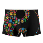 Colorful Flowers Yin Yang Print Men's Boxer Briefs