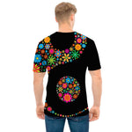 Colorful Flowers Yin Yang Print Men's T-Shirt