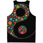 Colorful Flowers Yin Yang Print Men's Tank Top