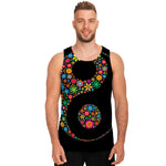 Colorful Flowers Yin Yang Print Men's Tank Top