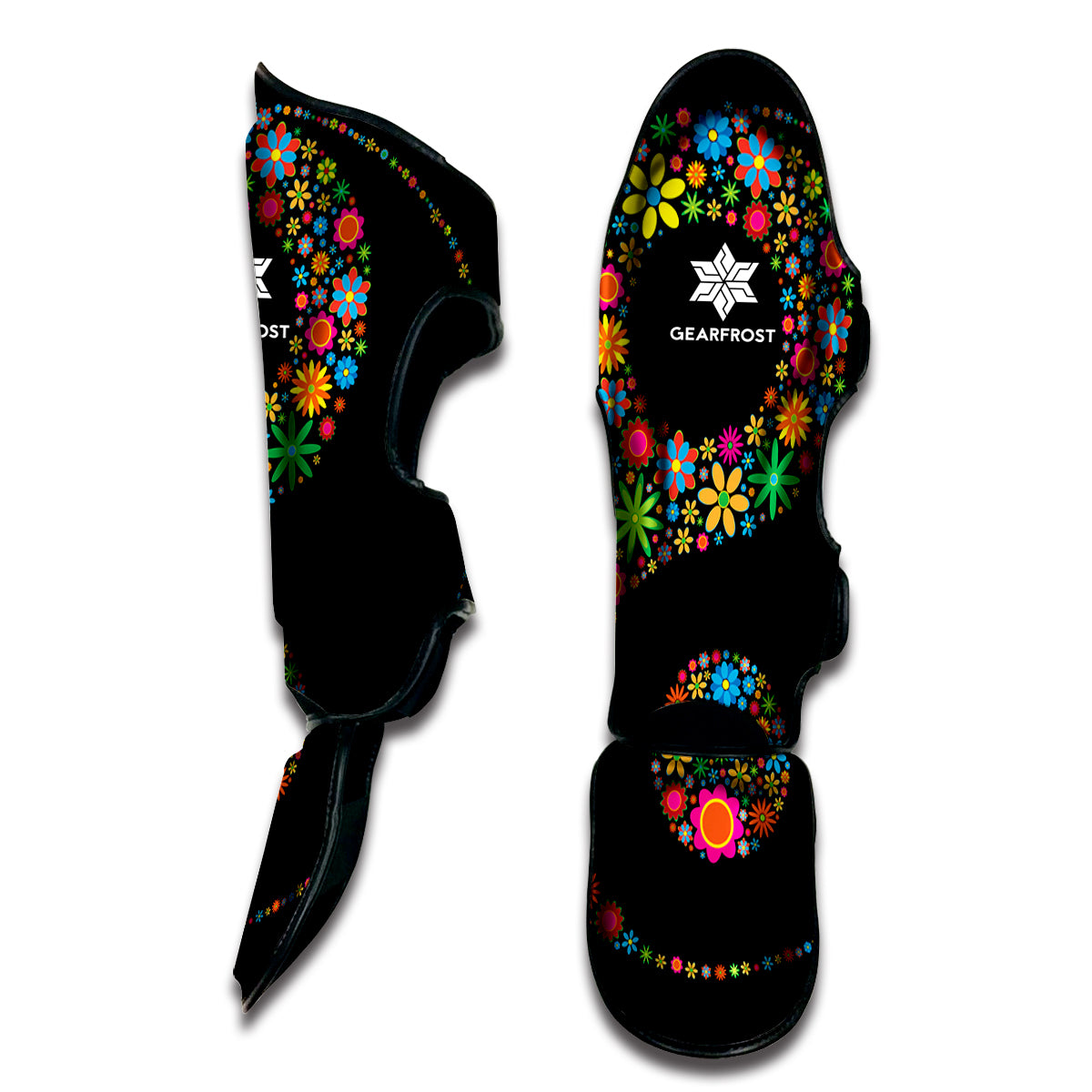 Colorful Flowers Yin Yang Print Muay Thai Shin Guard