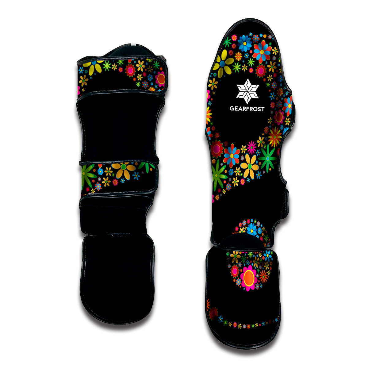 Colorful Flowers Yin Yang Print Muay Thai Shin Guard