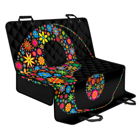 Colorful Flowers Yin Yang Print Pet Car Back Seat Cover