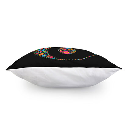 Colorful Flowers Yin Yang Print Pillow Cover