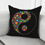 Colorful Flowers Yin Yang Print Pillow Cover