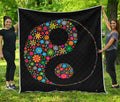 Colorful Flowers Yin Yang Print Quilt