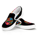 Colorful Flowers Yin Yang Print White Slip On Sneakers