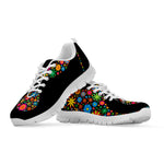 Colorful Flowers Yin Yang Print White Sneakers
