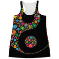 Colorful Flowers Yin Yang Print Women's Racerback Tank Top