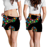 Colorful Flowers Yin Yang Print Women's Shorts