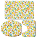 Colorful Frangipani Pattern Print 3 Piece Bath Mat Set
