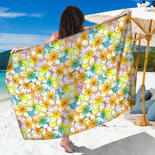 Colorful Frangipani Pattern Print Beach Sarong Wrap