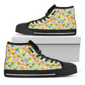 Colorful Frangipani Pattern Print Black High Top Sneakers