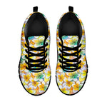 Colorful Frangipani Pattern Print Black Sneakers