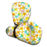 Colorful Frangipani Pattern Print Boxing Gloves