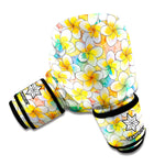 Colorful Frangipani Pattern Print Boxing Gloves