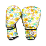 Colorful Frangipani Pattern Print Boxing Gloves