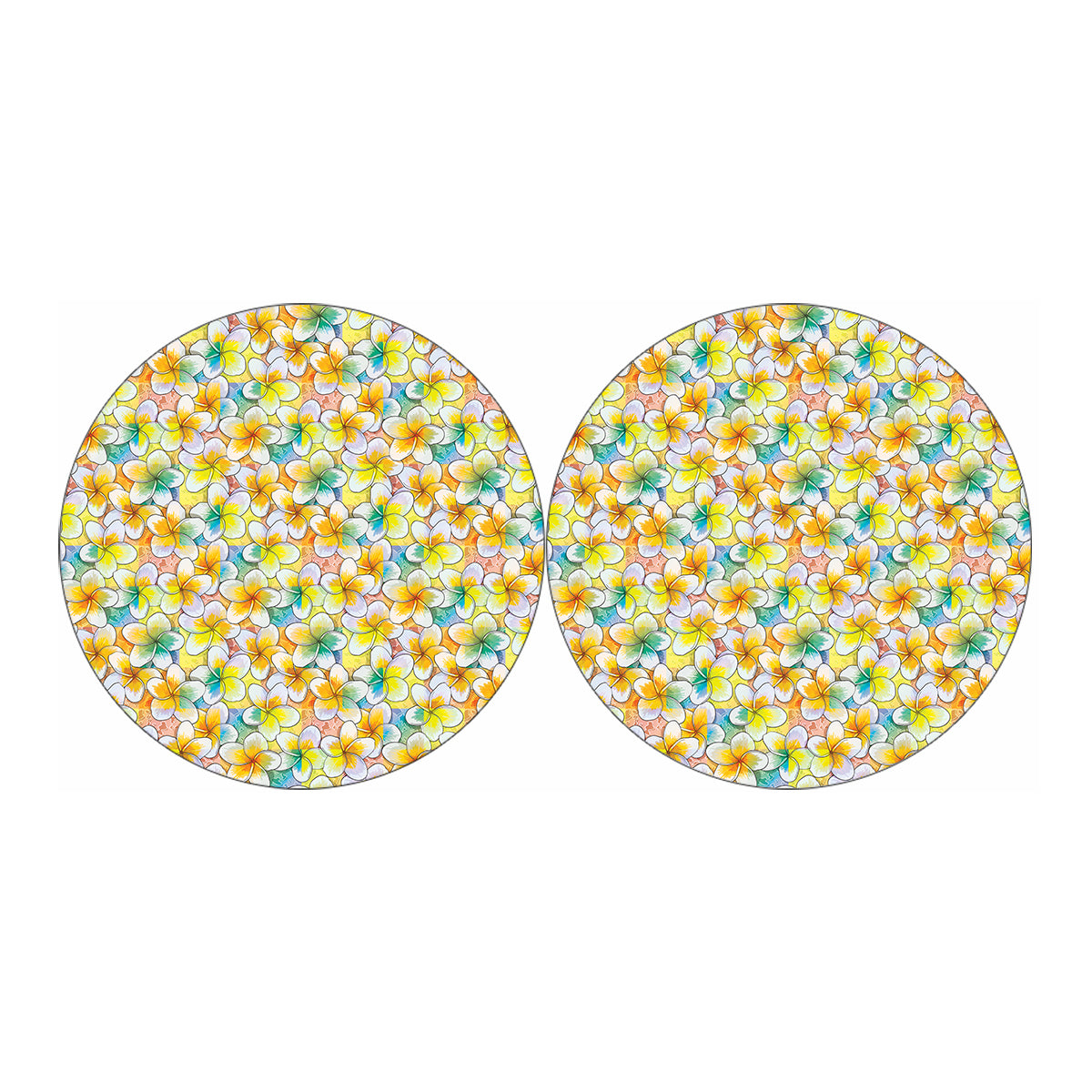 Colorful Frangipani Pattern Print Car Coasters