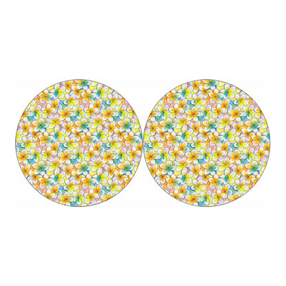 Colorful Frangipani Pattern Print Car Coasters