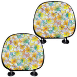 Colorful Frangipani Pattern Print Car Headrest Covers