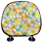 Colorful Frangipani Pattern Print Car Headrest Covers