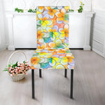 Colorful Frangipani Pattern Print Dining Chair Slipcover