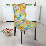 Colorful Frangipani Pattern Print Dining Chair Slipcover