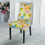 Colorful Frangipani Pattern Print Dining Chair Slipcover