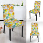 Colorful Frangipani Pattern Print Dining Chair Slipcover
